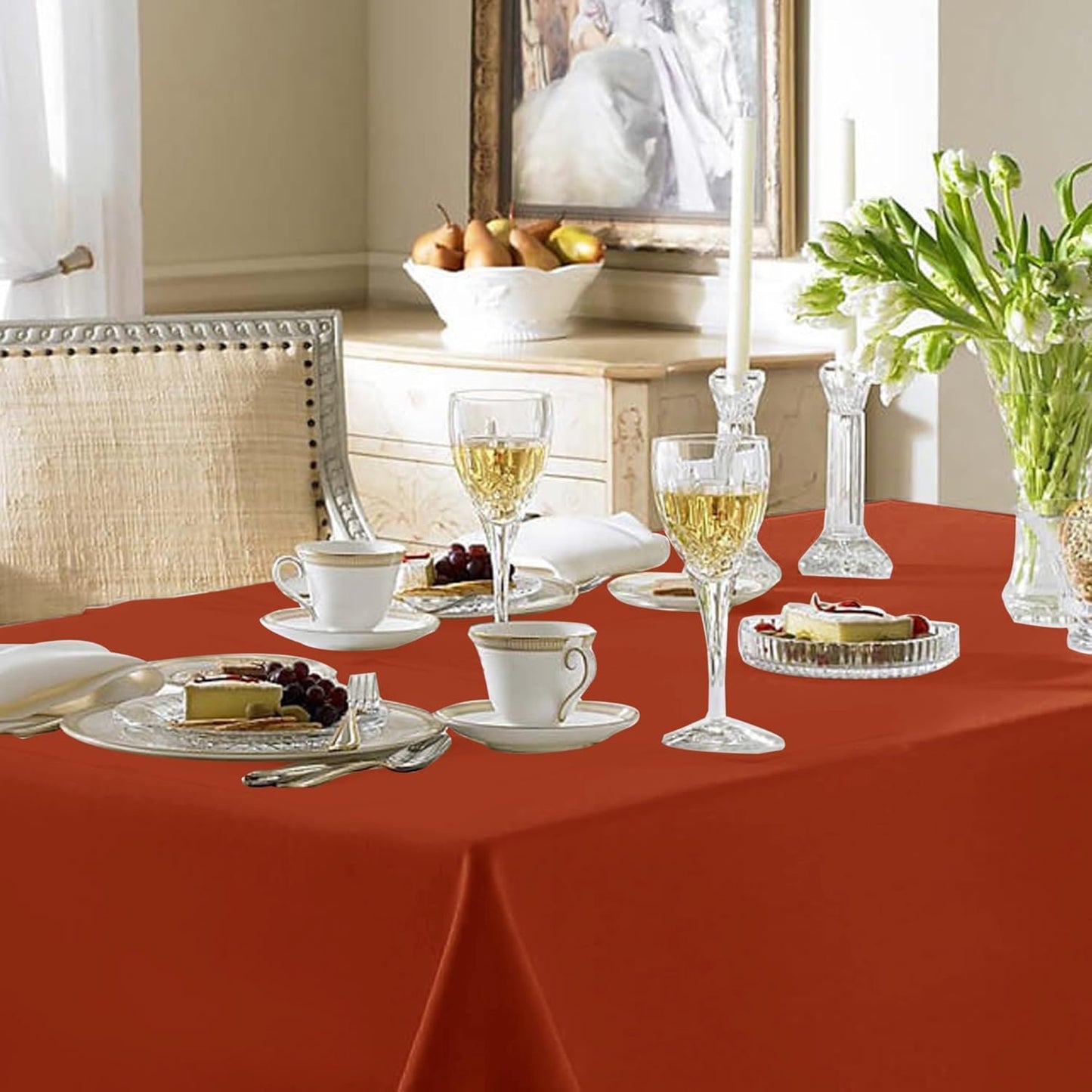 Fitable Rust Rectangle Tablecloths for 6 Foot Tables, 6 Pack - 70 x 108 Inches - Stain Resistant and Washable Fall Table Clothes, Polyester Fabric Table Covers for Wedding, Party, Banquet, Buffect
