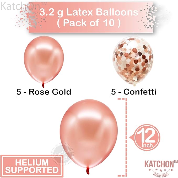 KatchOn, Big Rose Gold Number 60 Balloon - 40 Inch | Mylar Foil 60 Balloon Numbers For Happy Birthday Decorations | Number Balloons With Confetti For Anniversary Decorations | Birthday Party Supplies