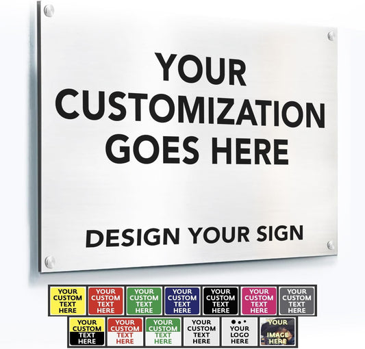 Custom Metal Signs, Personalized Aluminum, Customized Safety, Business Signs, Waterproof Outdoor, White Aluminum (36x24 In)