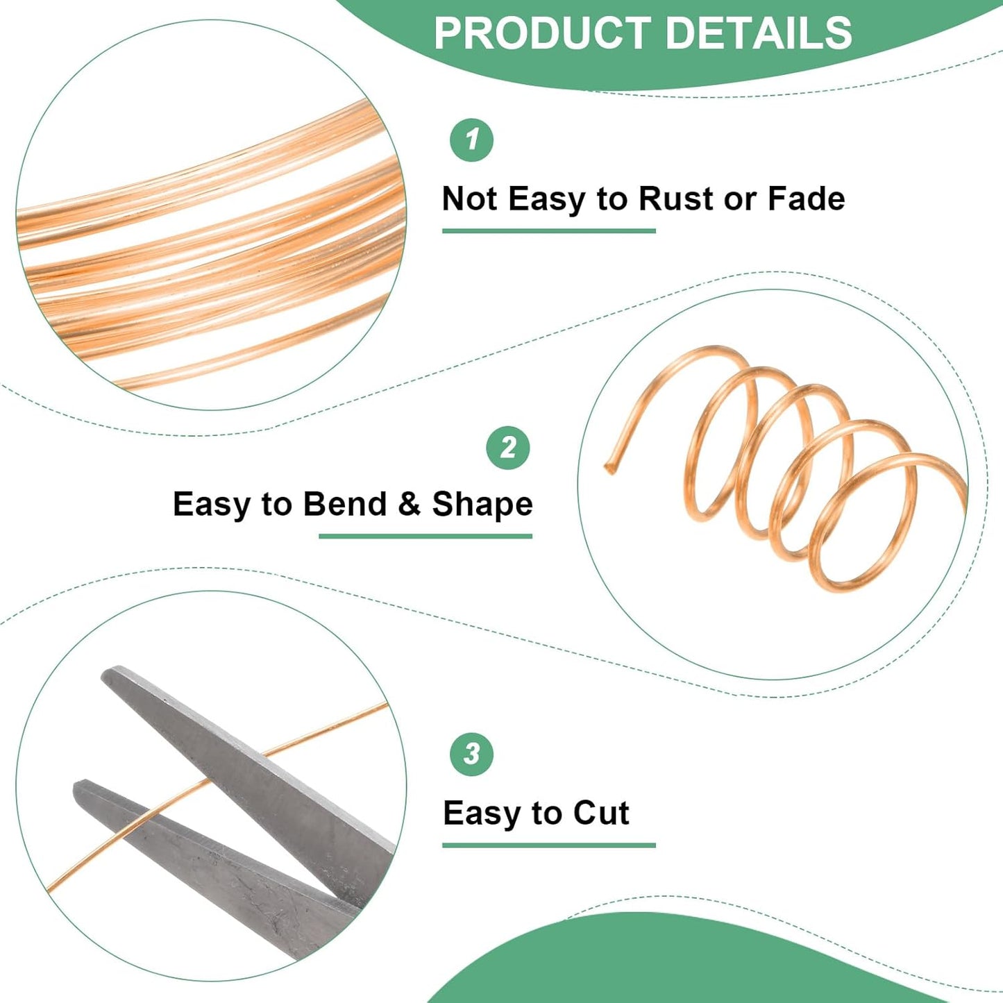 0.7 mm/21 Gauge Copper Wire for Jewelry Making, 10.2FT Copper Beading Craft Wire for Jewelry/Weaving/DIY Crafting/Planting, Color-Retaining [3.1M, Copper Tone]