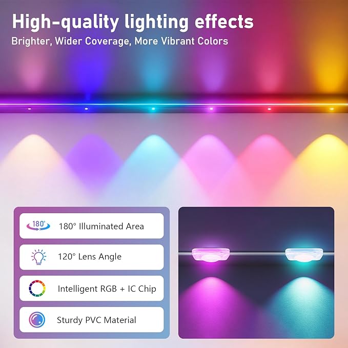 50FT Christmas Permanent Outdoor Lights,RGB+IC Eaves Lights with App & Remote Control,DIY Multi-Color Scene Modes,IP67 Waterproof,Outdoor Strings for House,Holiday Decorations for Christmas