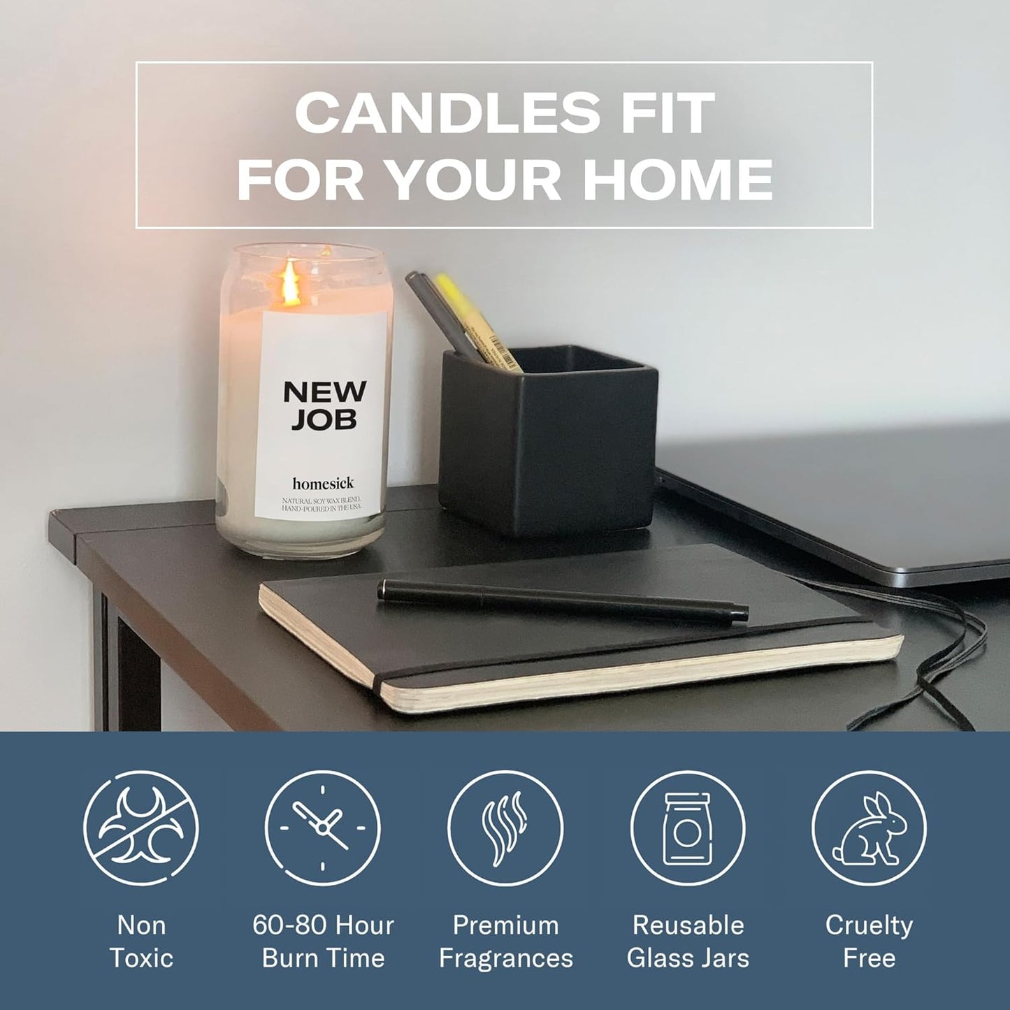 Homesick New Job Scented Candle - 13.75 oz Leather & Cinnamon Scented Natural Soy Wax Blend, Coworker Leaving Gifts for Friends, Goodbye, Going Away, New Beginnings & Congrats on New Job Candle Gift