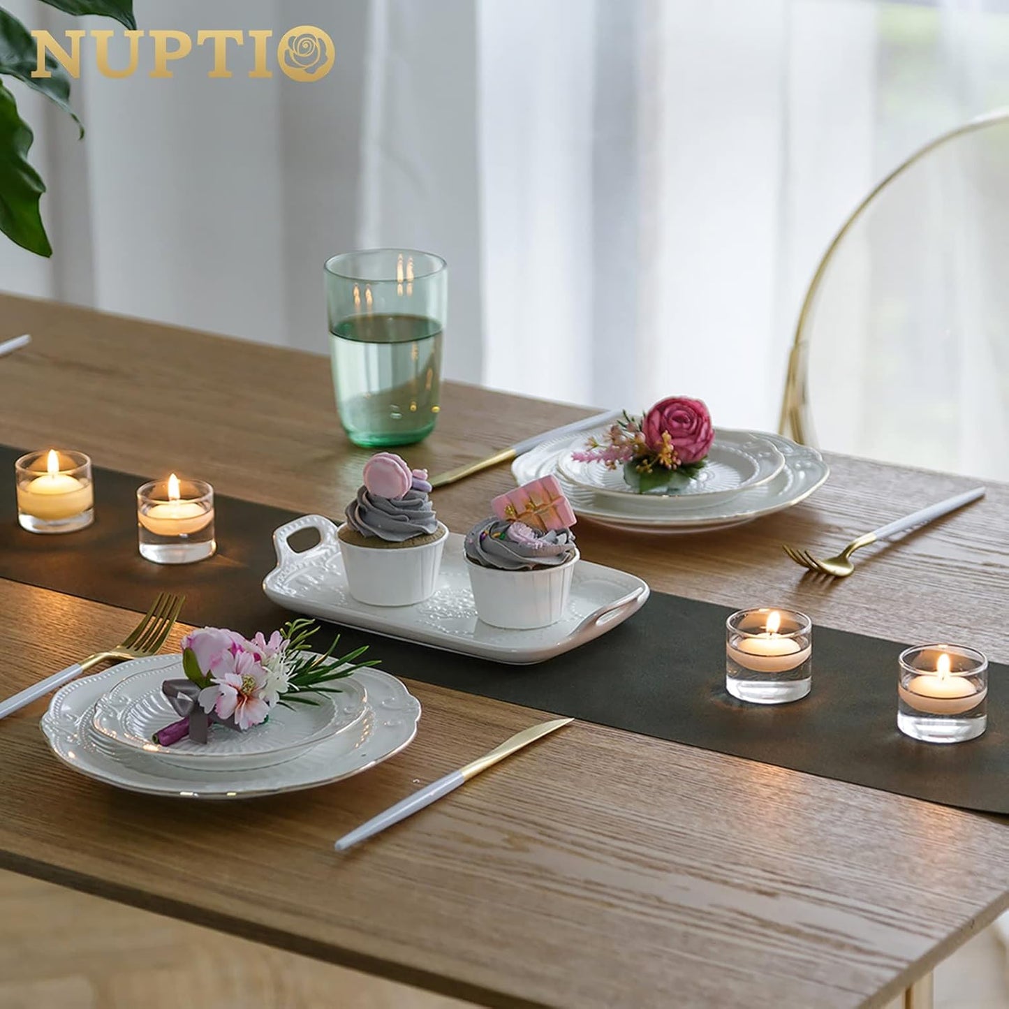 NUPTIO Glass Votive Candle Holders: Set of 12 Clear Tea Light Holders - Mini Floating Candleholders for Home Christmas Thanksgiving Party Table Centerpieces Decor (1.8 x 1.57 inch)