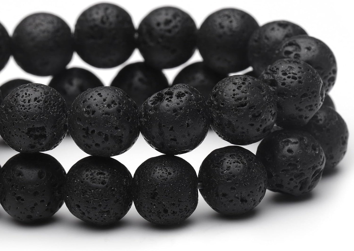 8mm Natural Stone Beads for Jewelry Making,Black Lava Polished Smooth Round Gemstone Beads for Bracelet Necklace 15 Inch