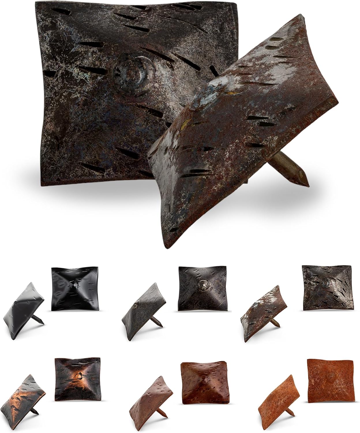 50 Pack 1.5" Square Head Iron Clavos Decorative Nails – Unfinished – Handmade Rustic Square Fasteners for Farmhouse Shutters, Faux Wood, Barn Doors, Shutters, and Gates – Ornamental Wood Accent