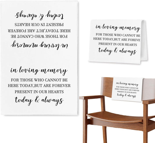 In Loving Memory Wedding Sign, Reserved Memorial Chair Signs Pew Cloths Seating Placeholder, Wedding Decorations for Reception Event Celebrations (2 Pcs, today & always)