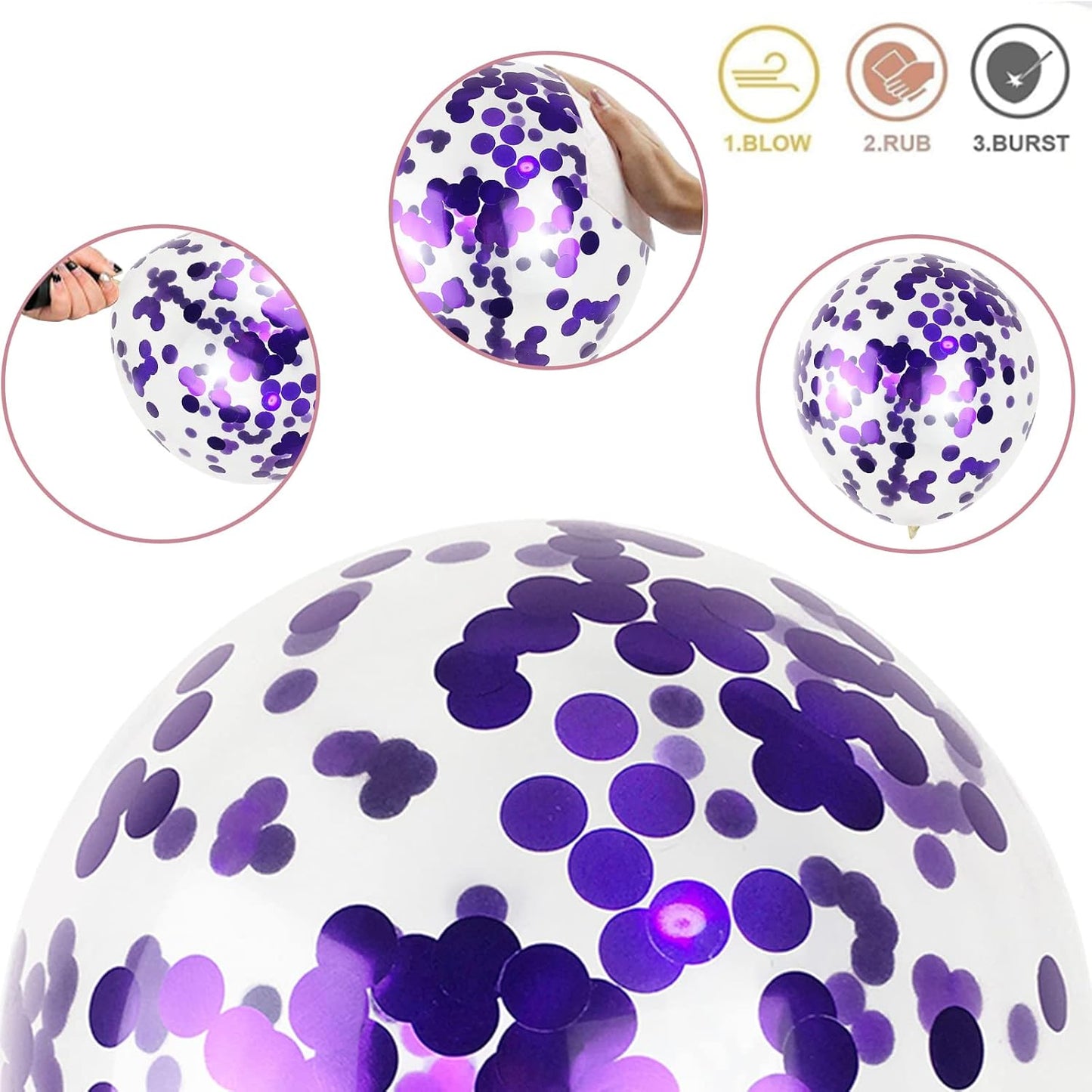 Purple and White Balloons, 30Pcs Dark Pastel Purple White Lilac Confetti Helium Balloons, Lavender Party Balloons for Girls Women Wedding Halloween Birthday Bridal Shower Graduation Party Decorations