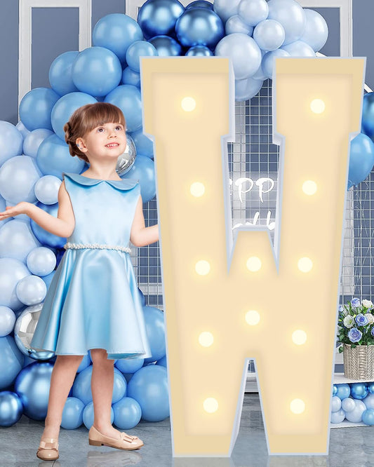 4FT Marquee Plastic Letters W - Light up Letters W Are Made from Corrugated Plastic Board - Quick Assembly Without Tools, Disassembled Components Can Be Used for Garage Sale Signs, Yard Sale Signs