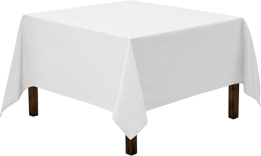 Gee Di Moda Square Tablecloth - 85 x 85 Inch White Table Cloth for Large Square or Round Tables - Heavy Duty Washable Fabric - for Buffet Table, Holiday Party, Dinner, Wedding & Baby Shower