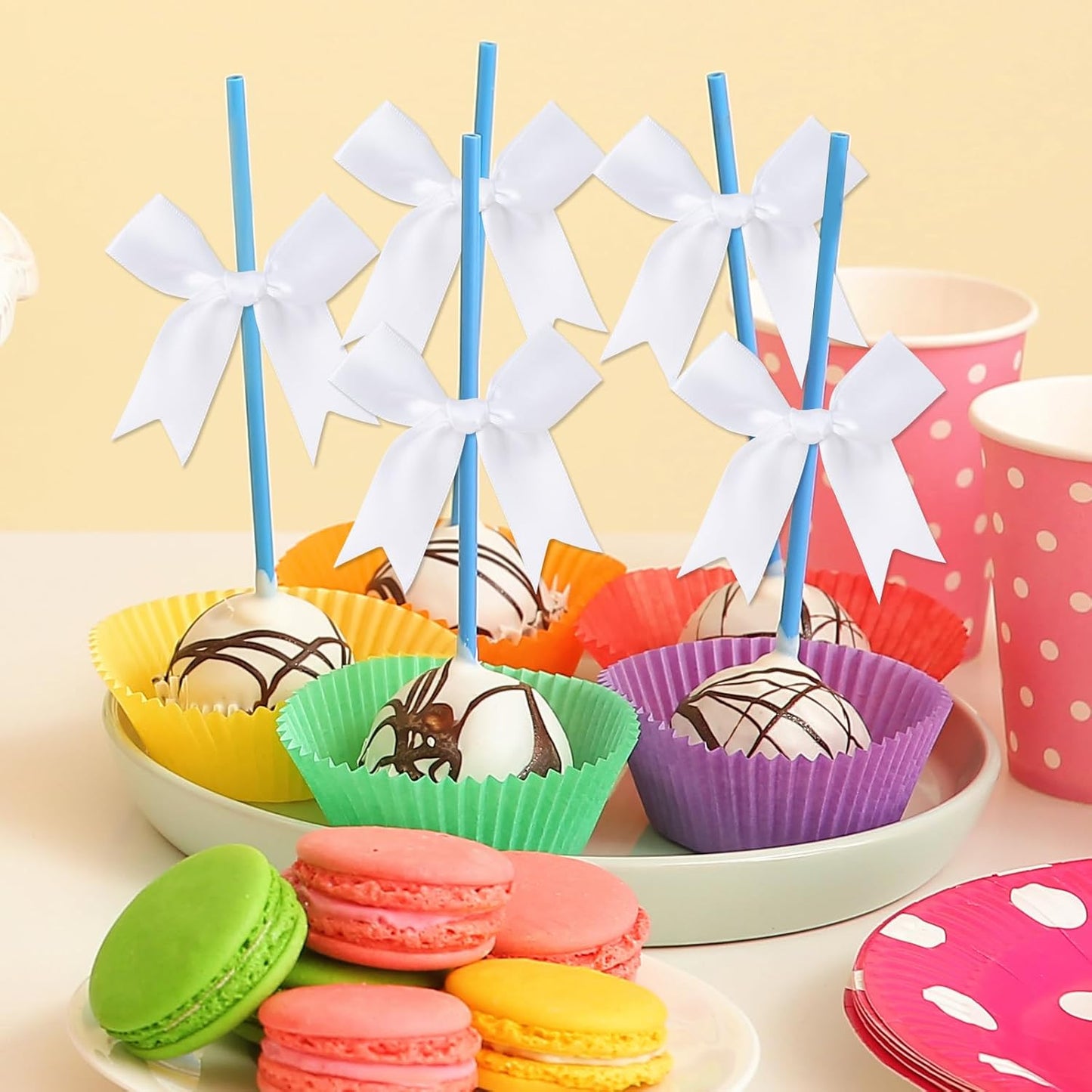 Feluwi White Gift Wrap Bows (50 Pcs) - 3.3 Inch Elegant Plastic-Free Bows for Christmas Gifts, Birthday Presents, Wedding Friendly Party Supplies, Baby Shower, Gift Bags Decorative Accessories