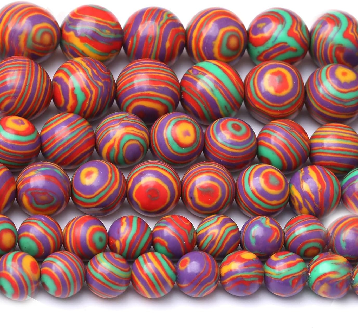 Painted Peacock Turquoise Stone Beads Gemstone Round Crystal Energy Jade Stone Beads for Jewelry Making DIY Bracelet Necklace Jewelry Making 1 Strand 15.5inch 4MM