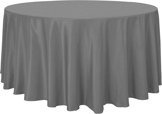 sancua Round Tablecloth - 108 Inch - Water Resistant Spill Proof Washable Polyester Table Cloth Decorative Fabric Table Cover for Dining Tables, Buffet Parties and Camping, Light Grey