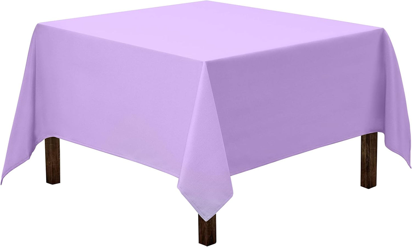 Gee Di Moda Square Tablecloth - 52 x 52 Inch Lavender Table Cloth for Small Square or Round Tables - Heavy Duty Washable Fabric - for Buffet Table, Holiday Party, Dinner, Wedding & Baby Shower