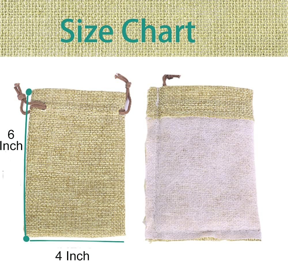 LYSXP 50PCS Burlap Bags with Drawstring，4x6 Inch Cream color Drawstring Gift Bag Jewelry Pouches for Wedding Party Favors, DIY Craft