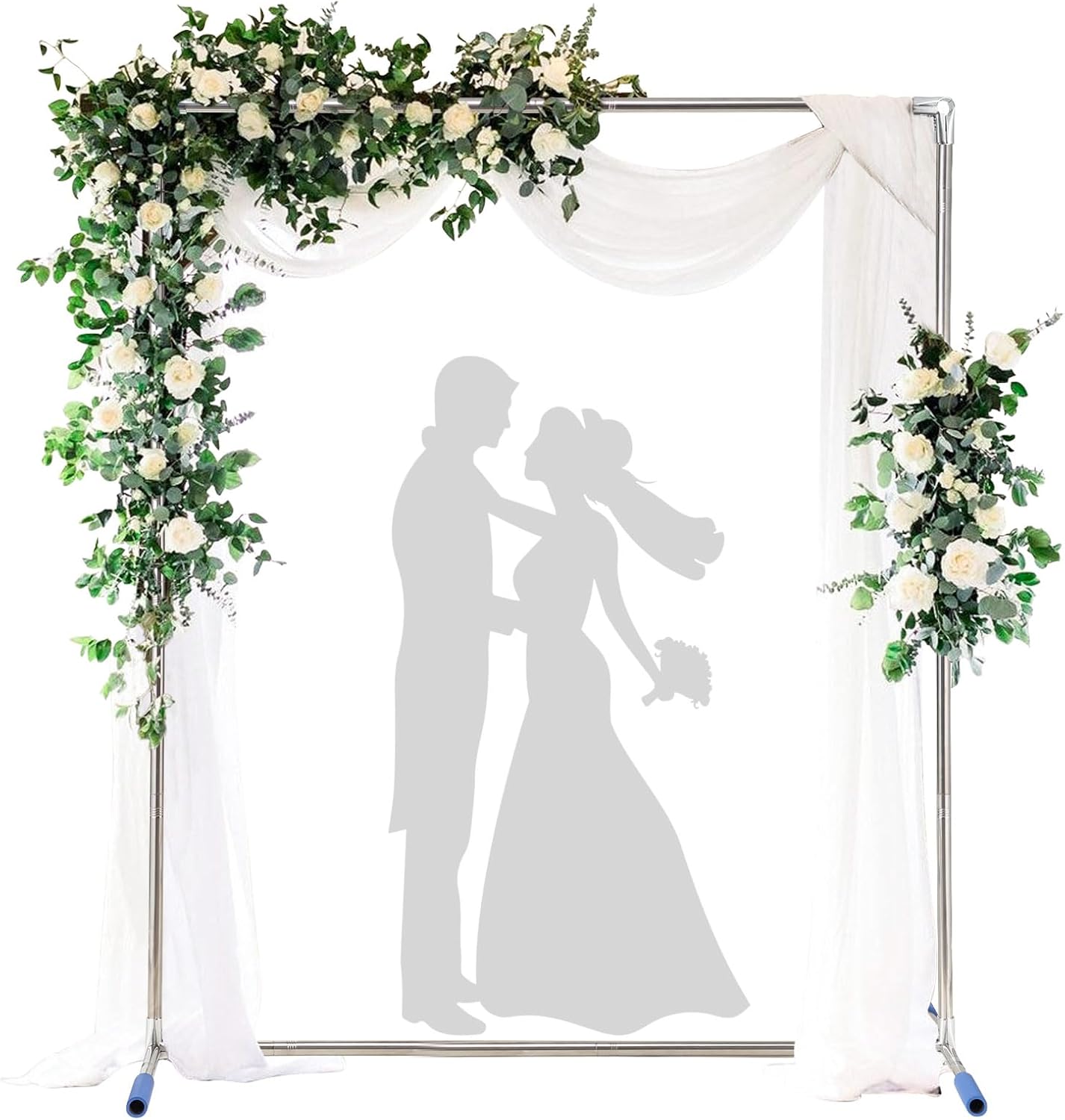 Wedding Arch Backdrop Stand,7x4 FT Metal Arch Backdrop Stand for Ceremony Square Stainless Steel Arched Frame Decoration for Wedding,Birthday,Party,Anniversary,Baby Shower,Garden Decorations