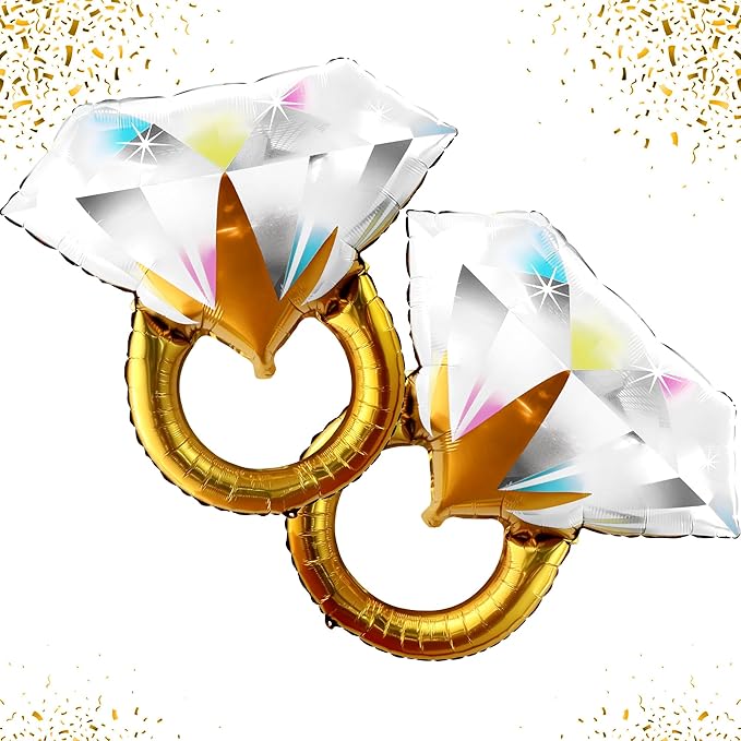 KatchOn Cute Diamond Ring Balloon - 26 Inch, 2 Piece | Bachelorette Party Decorations | Engagement Ring Balloon, Bridal Shower Decorations