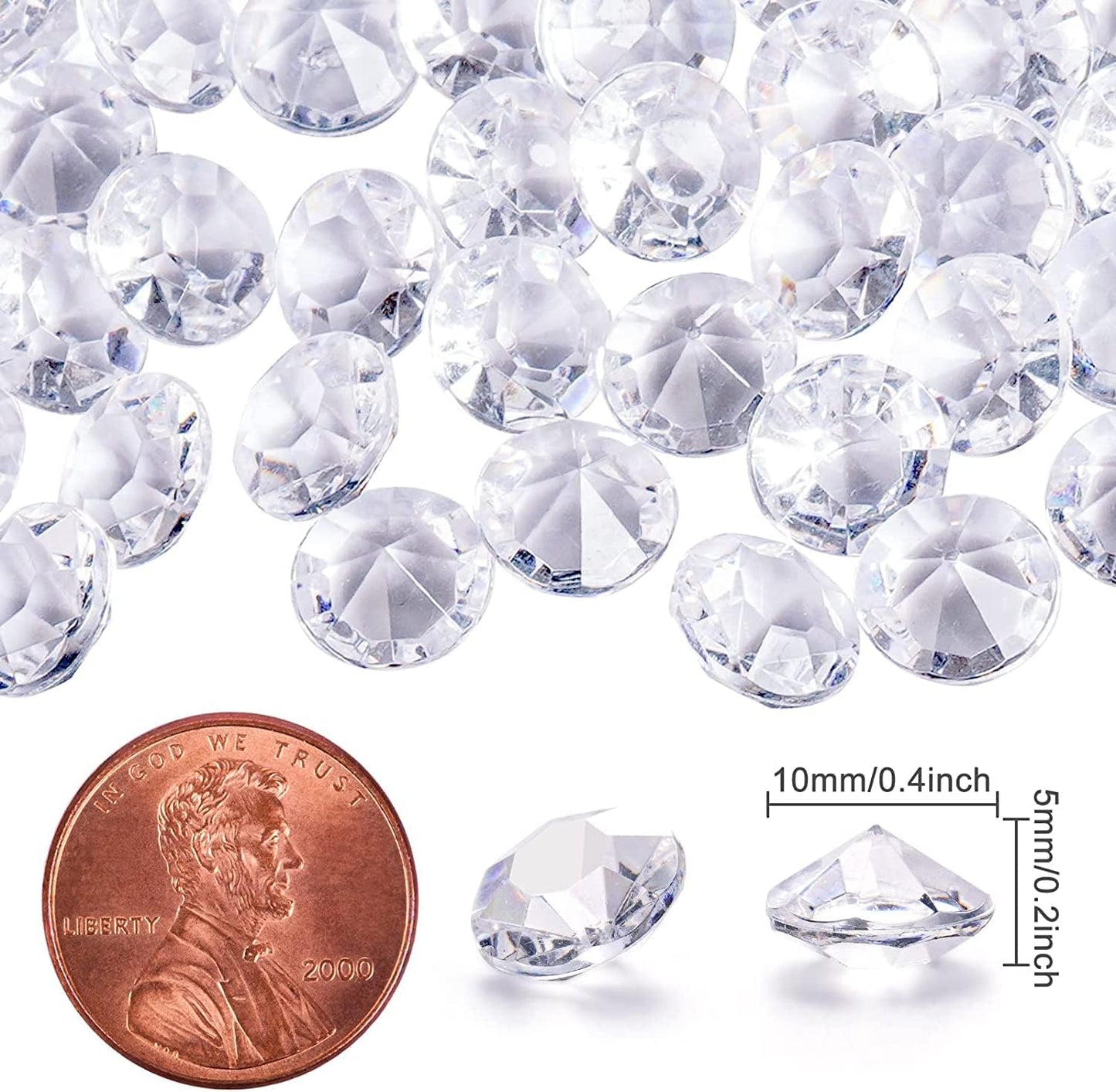 Acrylic Diamonds, 2000PCS 10mm Clear Crystals Gems Table Scatter Gemstones for Decoration Wedding Party Birthday Bridal Shower Vase Fillers