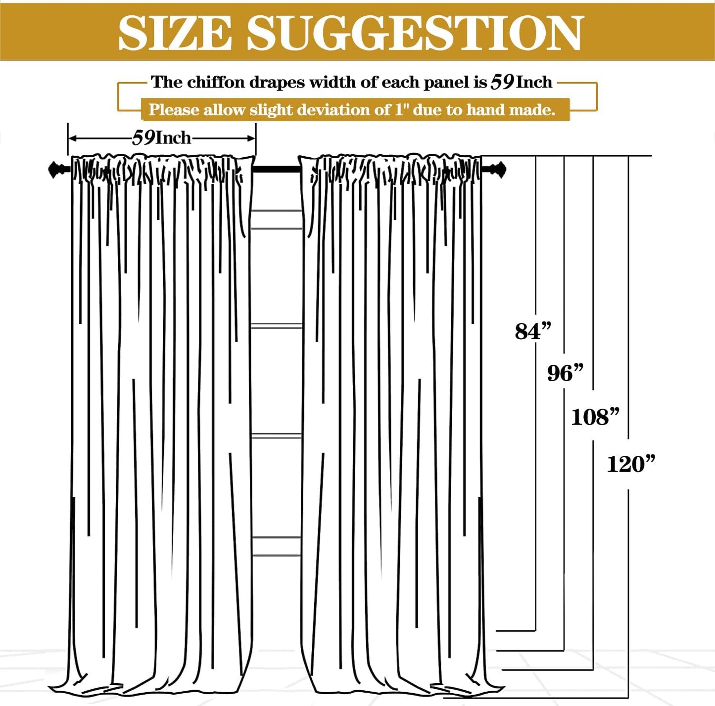 DUOBAO Fuchsia Wedding Backdrop Curtains 2-Pack 96 Inch Long Chiffon Curtain Panels with 4 Inch Rod Pockets for Windows Voile Drapes Treatment Ceremony Sheer Photography Backdrops(5FTx8FT Hot Pink)