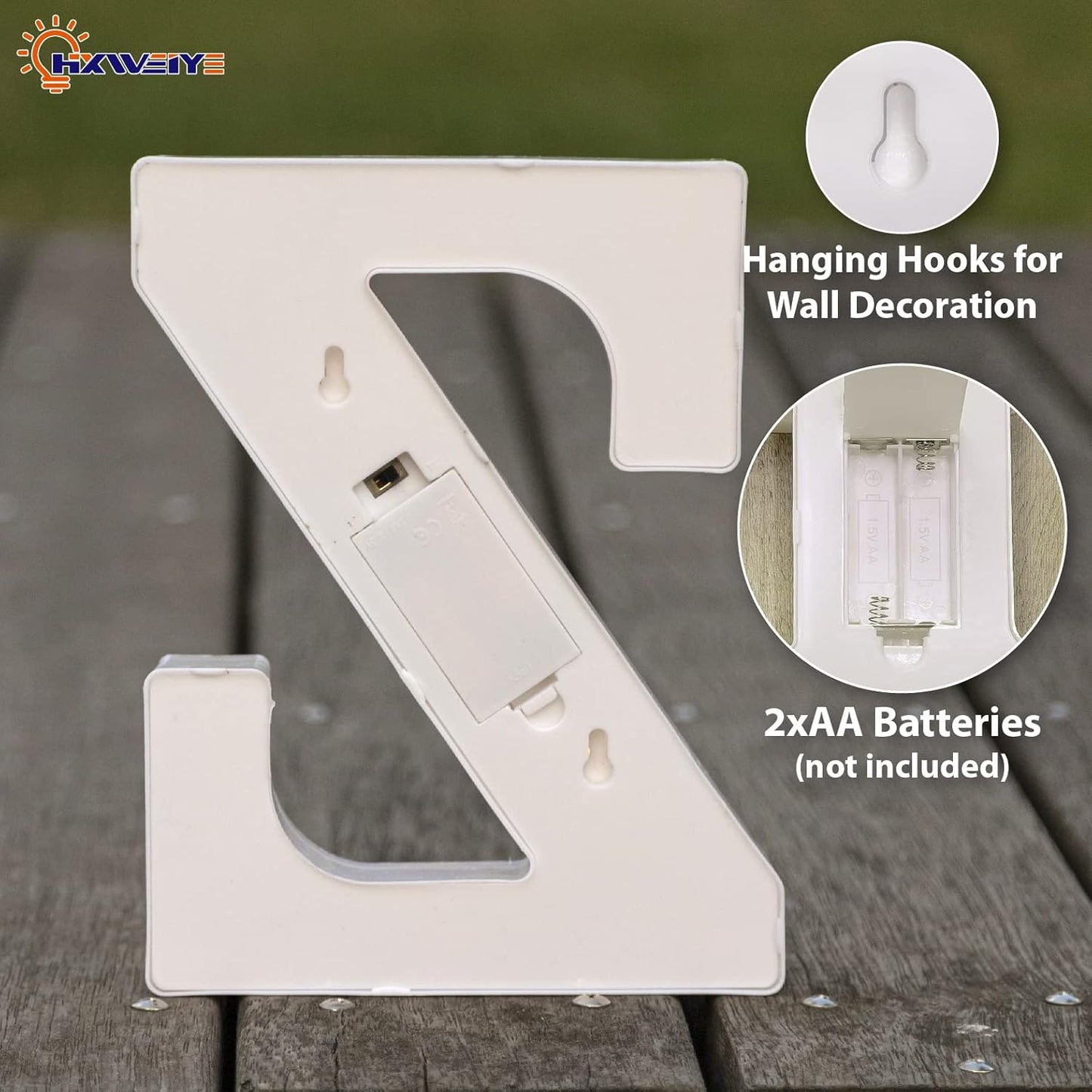 HXWEIYE LED Marquee Letters Lights Sign Z, 26 Alphabet & Number 0-9 Warm White Led Letters for Bar Party Birthday Home Wedding Decor