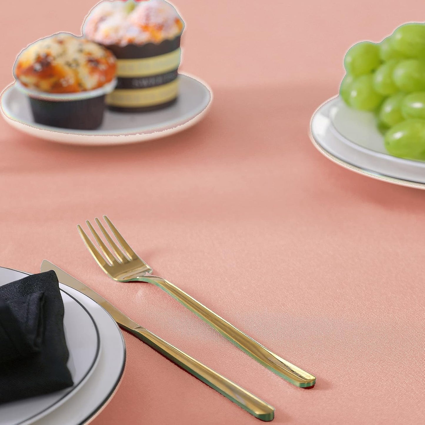 60 inch Round Tablecloth Washable Polyester Table Cloth Decorative Table Cover for Wedding Party Dining Banquet（60 inch,Dusty Pink）