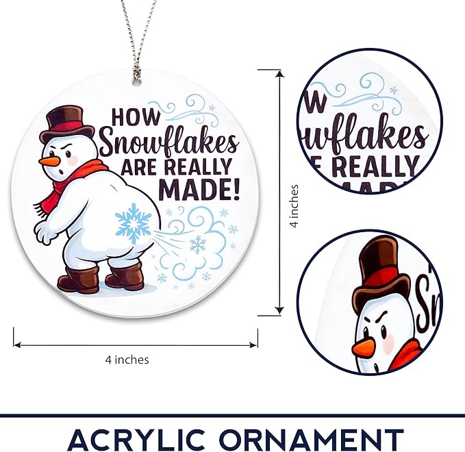 Snowman ornament - snowman ornaments for christmas tree - xmas ornament - acrylic christmas ornaments -Christmas ornament 2025 -Suncatcher Effect stained glass window hanging - car hanging accessories