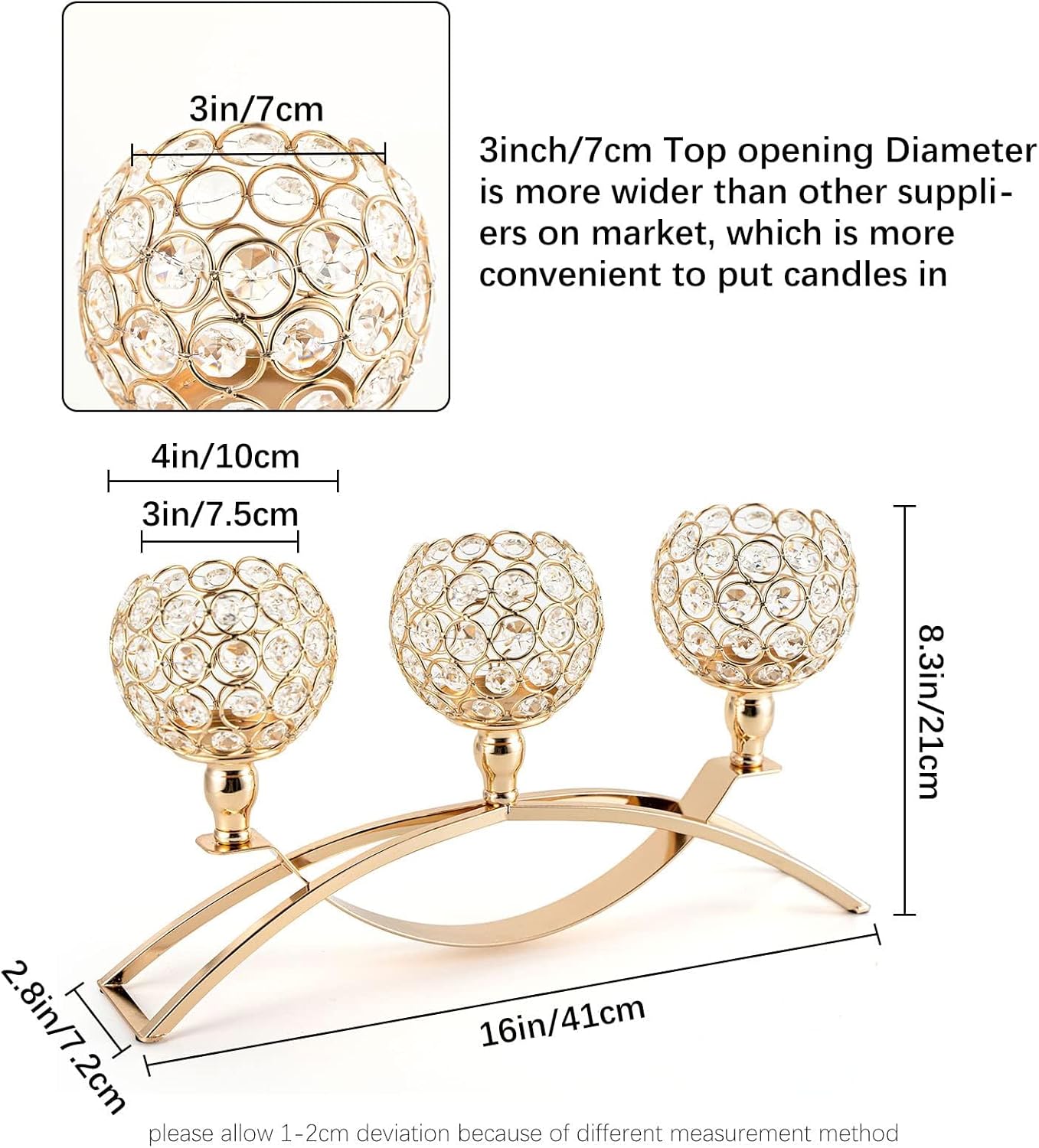 VINCIGANT 4Pcs Christmas Table Decoration Gold Bulk Decorative Tealight Candle Holder for Wedding,3-Candle Candelabras for Christmas Party Dinning Room Table Centerpiece,Gift Boxed for Thanksgiving