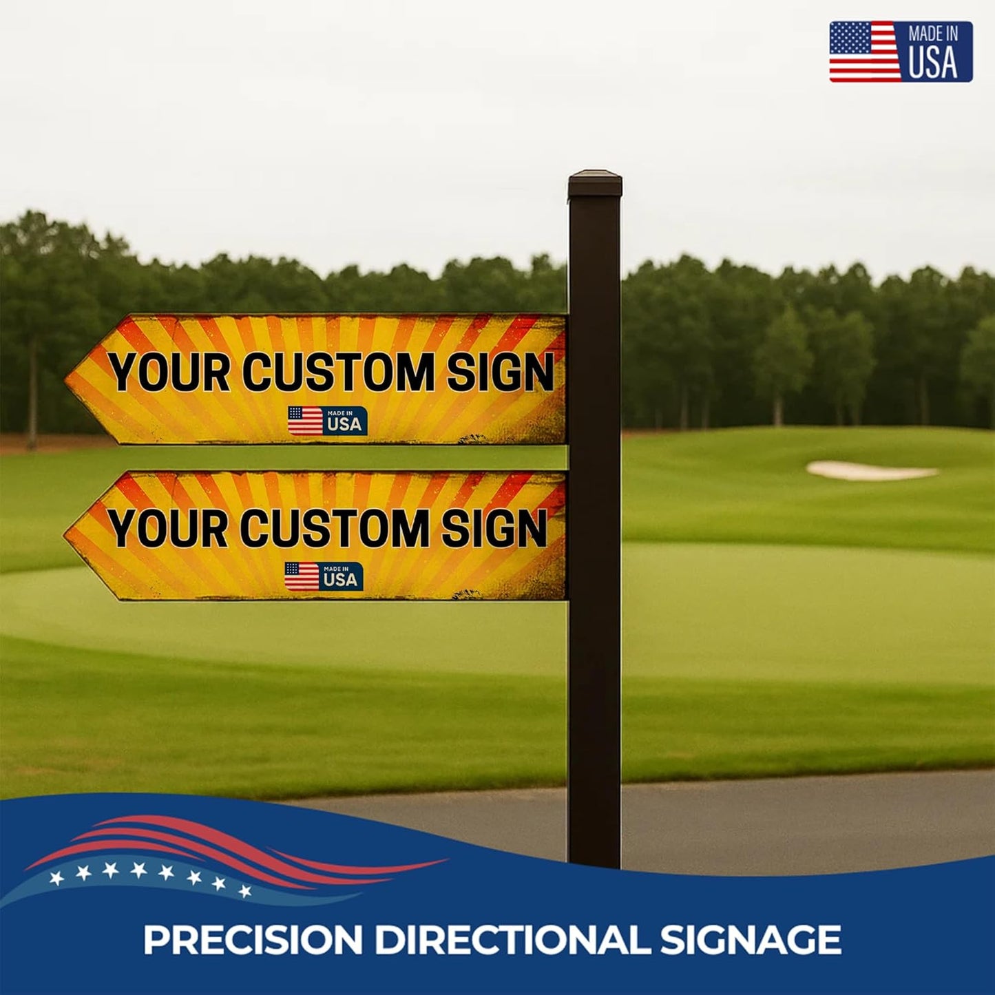 Custom Left Arrow Metal Sign by DC | Directional Signs for Indoor & Outdoor Use | Personalized Rust-Free Metal Yard Display | Customized Weatherproof Road Arrow Marker | Multiple sizes | Made in USA