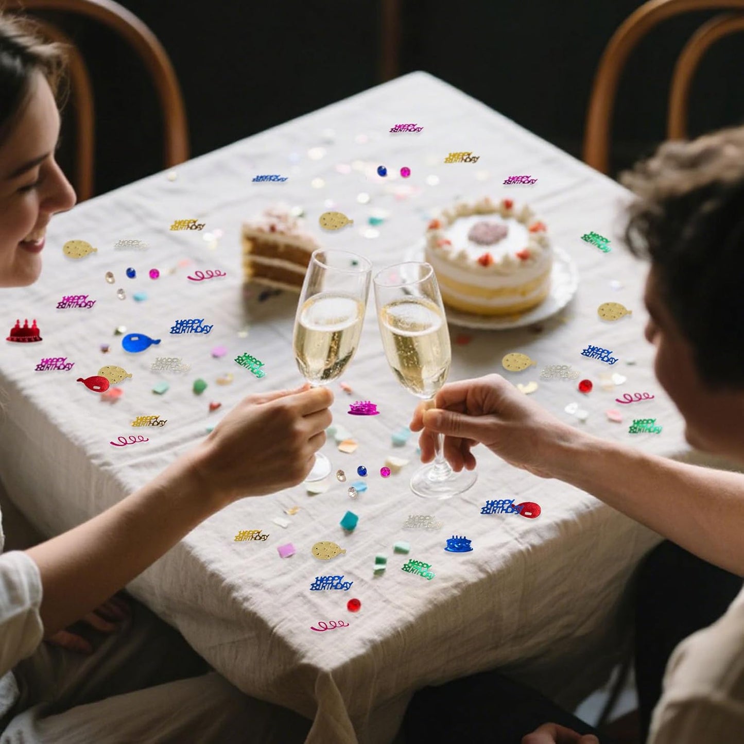 Multicolor Happy Birthday Confetti, Birthday Party Confetti Metallic Foil Sprinkles Decorations for Kids Adult Party Baby Shower Decor, DIY Arts and Crafting