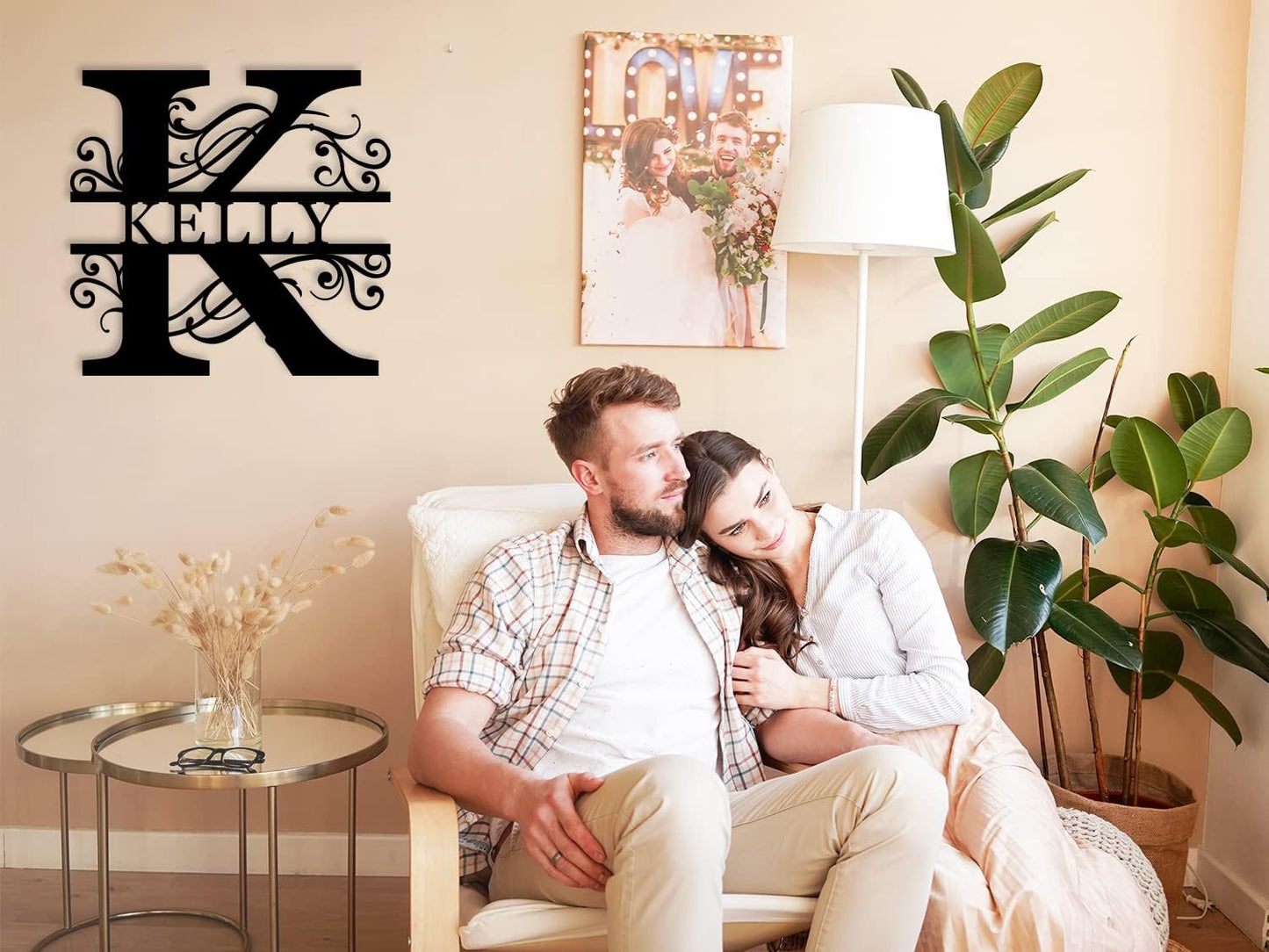 Custom Metal Name Sign | Split Letter Monogram Wall Decor | Personalized Family Name Sign | Personalized Anniversary Wedding Gift | Outdoor Metal Art | Housewarming Gift