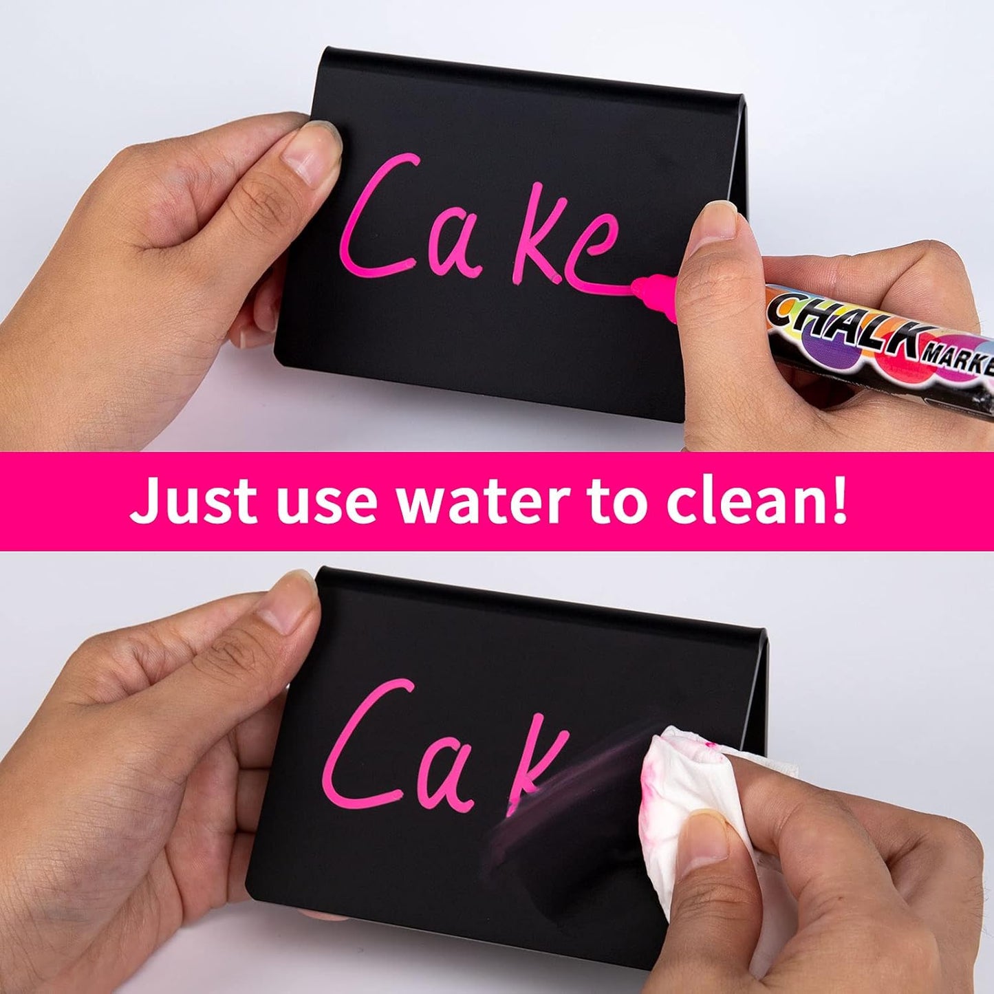 20 Pack Acrylic Mini Chalkboard Sign, AITEE Black Mini Tabletop Chalkboard Signs, Small Tent Chalkboards Blackboard for Weddings, Birthday Parties, Message Board Signs, Buffet, Bakery and Retail Label