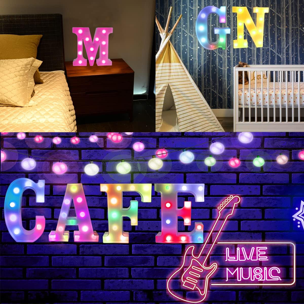 Light Up Colorful LED Marquee Letter lights, 18 Colors Changing Alphabet Letters Sign with Remote Timer for Night Light Girls Bedroom Wedding Birthday Party Lamp Christmas Home Bar Decor- Colorful &