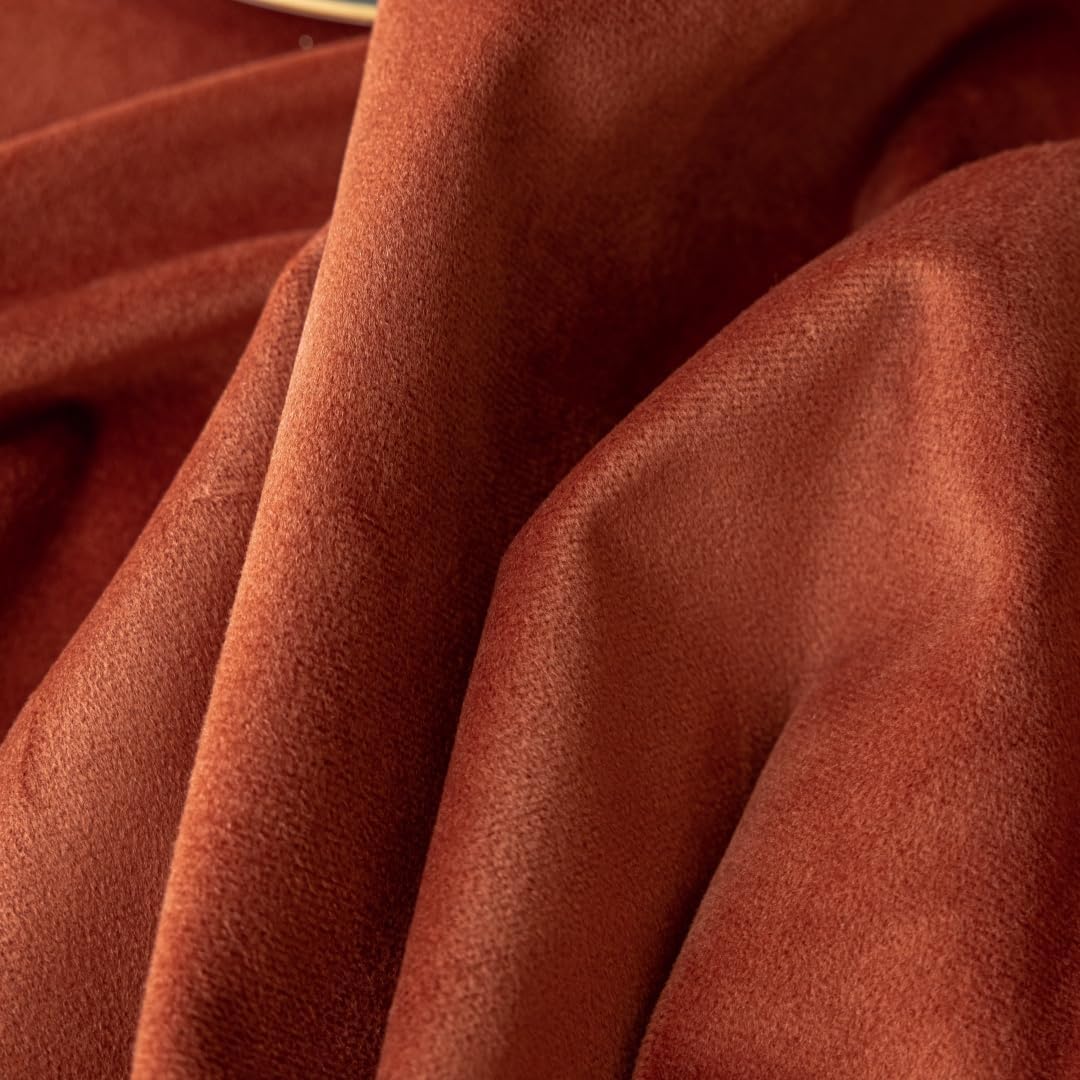 F-CHU Luxury Burnt Orange Tablecloth Thickset Velvet Tablecloth with Beautiful Gold Tassels Table Cloth for Home Decor Wedding, Party, Banquet and Events 60x102-Inch