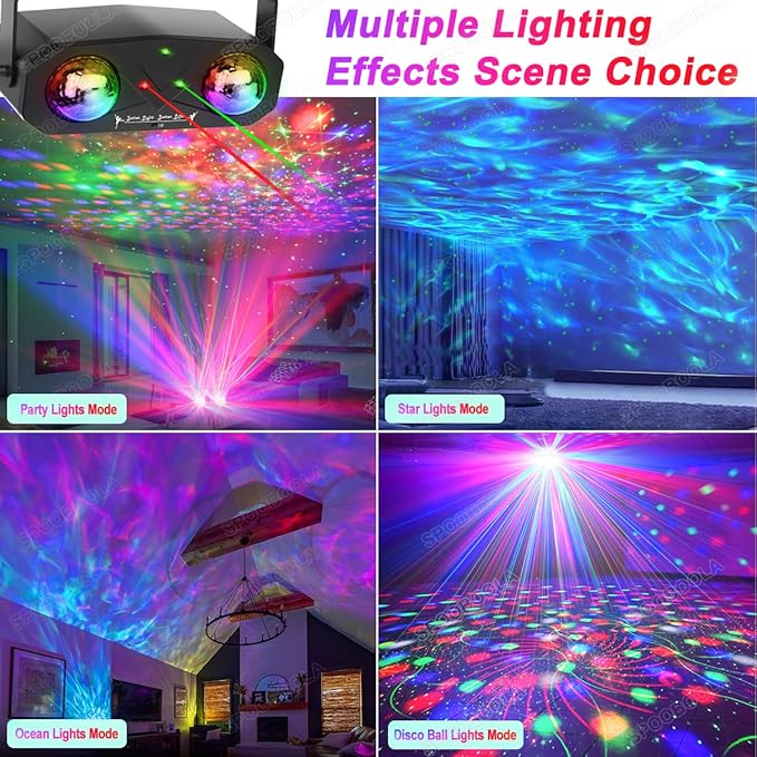 Party Disco Ball, Dj Disco Light Strobe Dance Sound Activated with Remote Control Stage Rave Karaoke Light Ocean Star Projector for Club Parties KTV Christmas Halloween Décor Birthday Glow Party