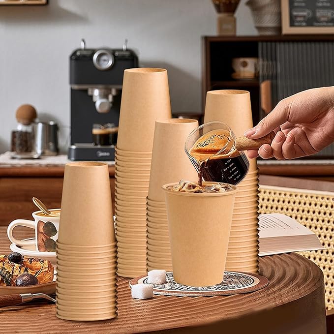 1000 Pack 12 oz Paper Coffee Cups, Disposable Kraft Coffee Cups, Hot/Cold Drinking Cup for Water, Coffee, Juice