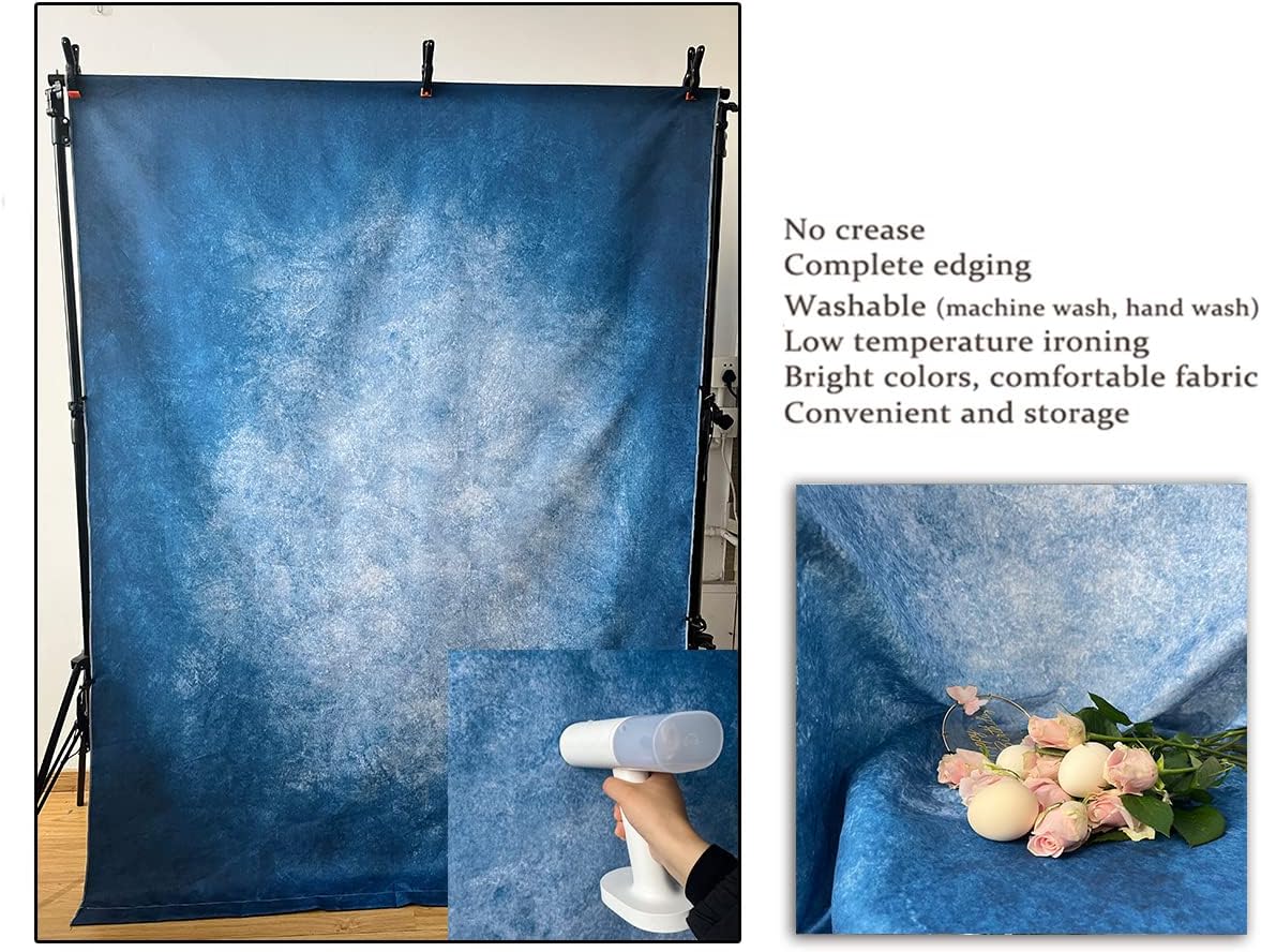 5x7ft Dark Blue Gradient Portrait Photo Backdrops Bright Center Abstract Photography Backdrop for Studio Photo Booth Prop Banner Decor Background