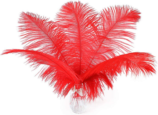 Ballinger Red Ostrich Feathers Bulk - 24Pcs 8-10inch Feathers for Crafts,Party Centerpieces,Wedding and Home Decor