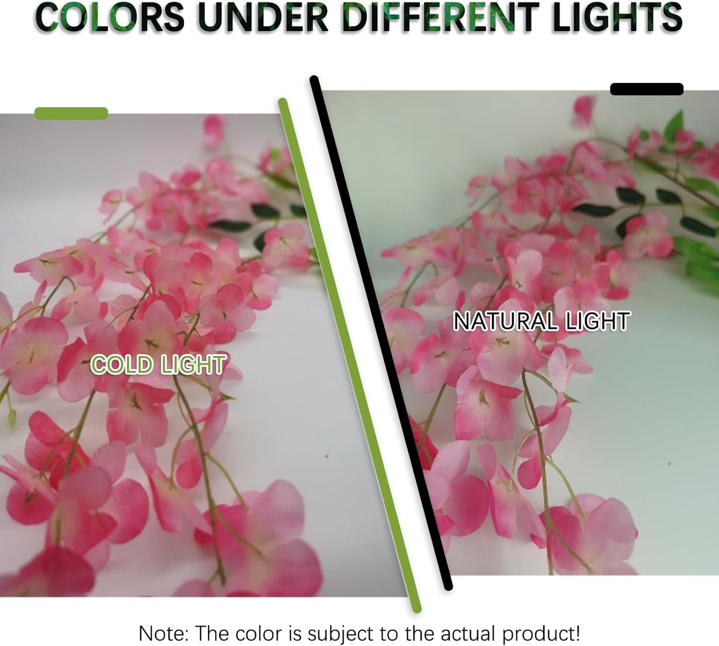 24 Pack Dark Pink Wisteria Hanging Flowers Garland, 3.77 Feet Artificial Flower Vines, Fake Wisteria, Artificial Vines Hanging Garland for Backdrop Outdoor Yard Garden Decor