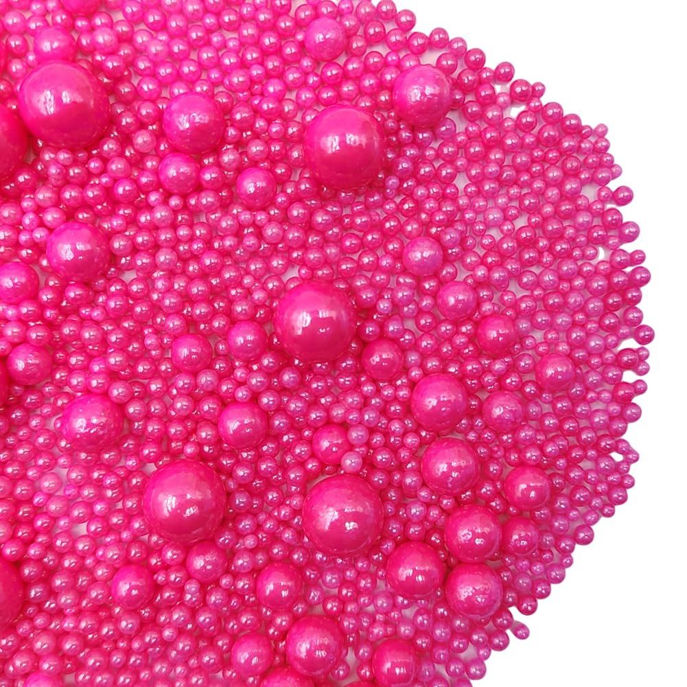 Edible Rose Pink Sugar Pearls Candy Sprinkles 120G/ 4.23Ounce Baking Cake Sprinkles Cupcake and Cake Topper Cookie Decorations Wedding Party Valentines Halloween Christmas Supplies