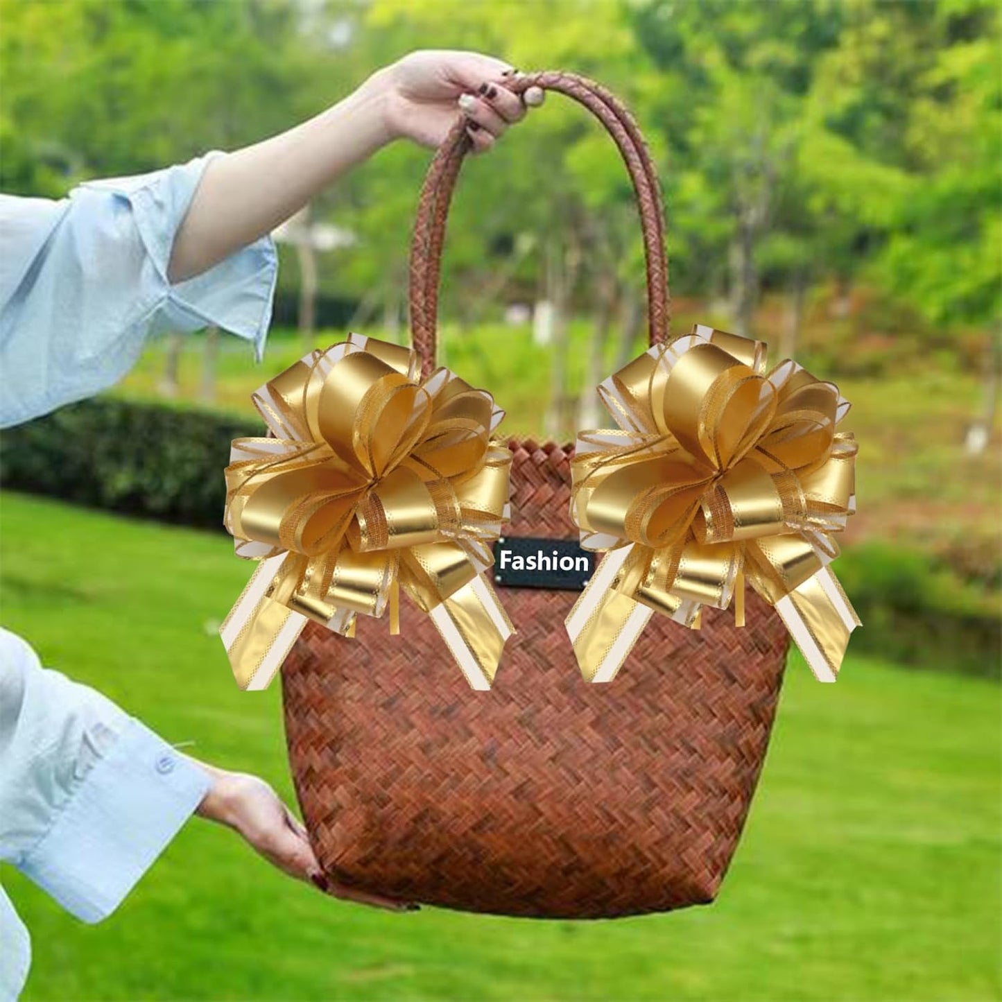 7 Pieces Large Pull Bows, 6 inche, Big Bow for Gift Wrapping, Christmas Party Birthday Gift, Wedding Baskets,Valentine's Day Decorations, Flower Decoration (Gold)