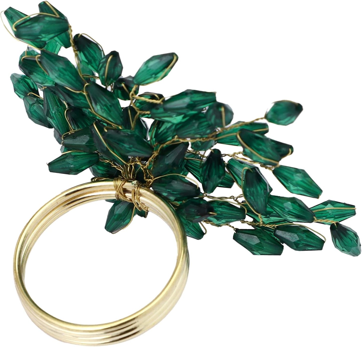 Napkin Rings Set of 6 for Dining Table Decoration Parties Everyday Metal Napkin Holder Leaf Dark Green (Pack of 6)