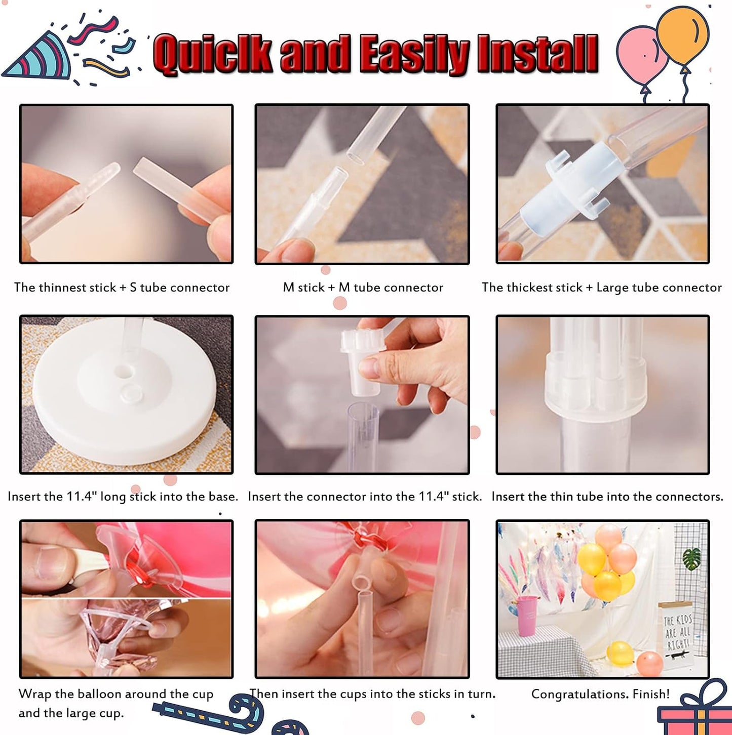 IMISNO Balloon Column Kit for Floor- Set of 2,Balloon Columns with Stand, Base and Pole,Balloon Tower Backdrop Decoration for Wedding, Baby Shower, Birthday Party, or Bachelorette Parties (PINK)