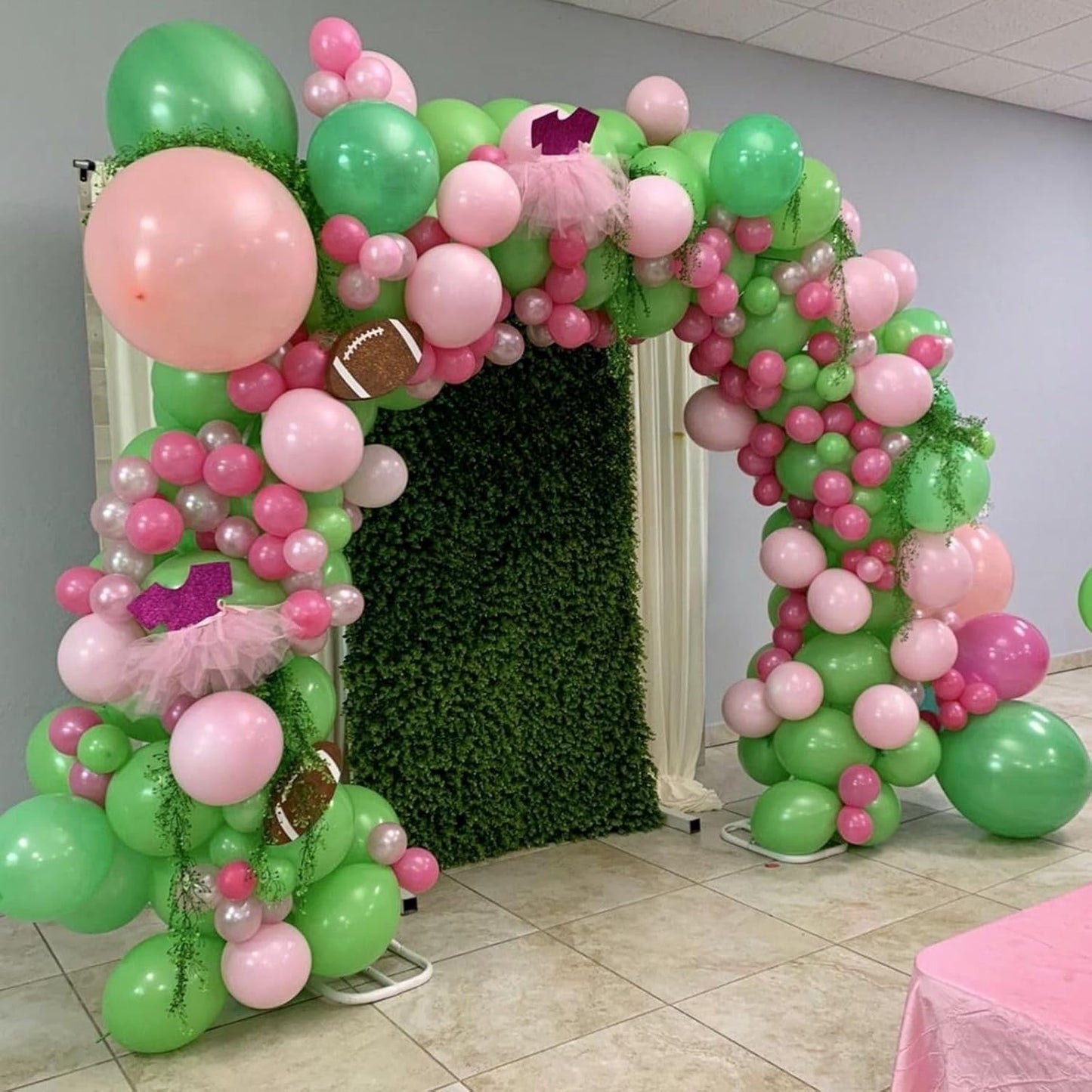 Paready Tropical Party Green Pink Balloons, 60 Pcs 12 Inch Green Hot Pink Rose Gold Confetti Balloons for Hawaiian Luau Theme Party Flamingo Wild Birthday Baby Shower Wedding Decorations