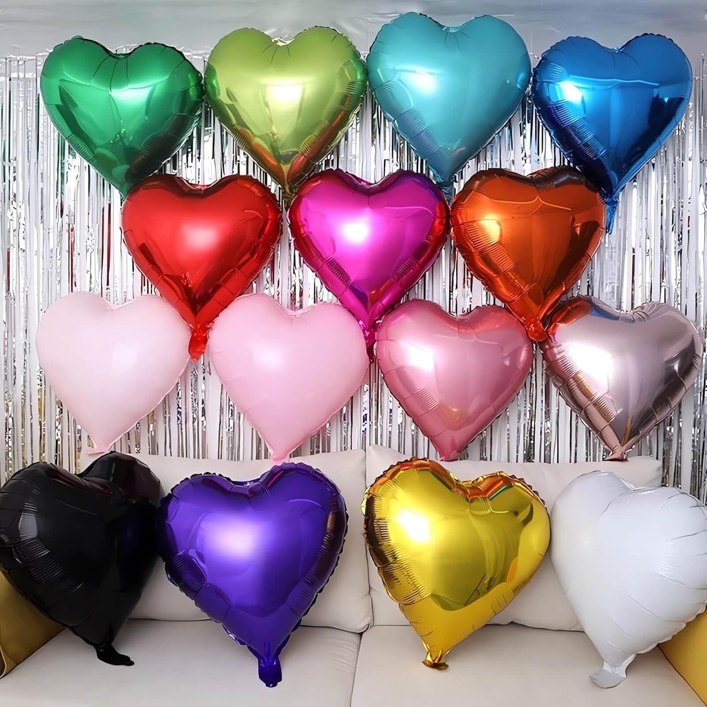Rose Gold Heart Shaped balloons Pack of 12,18 Inch White Love Valentine Balloons Pink Heart Romantic Balloons For Valentines Day Propose Marriage Wedding Bridal Shower Engagement Party Decorations