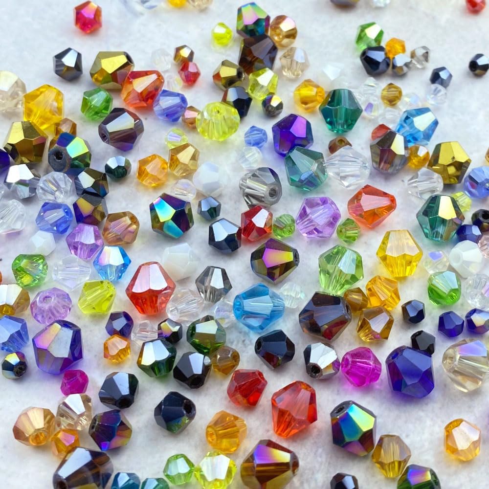 100pcs 8mm Bicone Crystal Glass Beads Loose Spacer Beads Faceted Craft Beads for Jewelry Making DIY Necklace Bracelet Earring Wind Chimes Suncatchers Ornamen(Mixed Color)