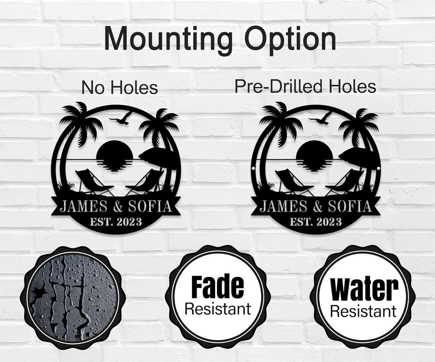 Personalized Beach Metal Monogram Sign, Custom Palm Trees Sign, Outdoor Metal Family Name Sign, Custom Last Name Sign, Beach Coastal House Decor