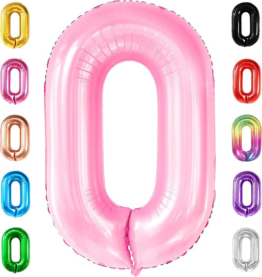 KatchOn, Huge 40 Inch Light Pink 0 Balloon - Pink Balloons | Zero Balloon, Light Pink Party Decorations | Pink Birthday Decorations for Women | 0 Light Pink Number Balloon for Anniversary
