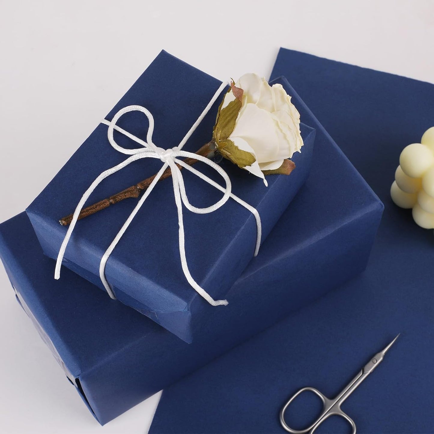 Vanhench Navy Blue Wrapping Paper 17.5"×963" (80 1/4FT), Birthday/Fathers Day Wrapping Paper, Art Craft Paper, Bouquet Flower Poster, Blue Bulletin Board Paper 80GSM55LB