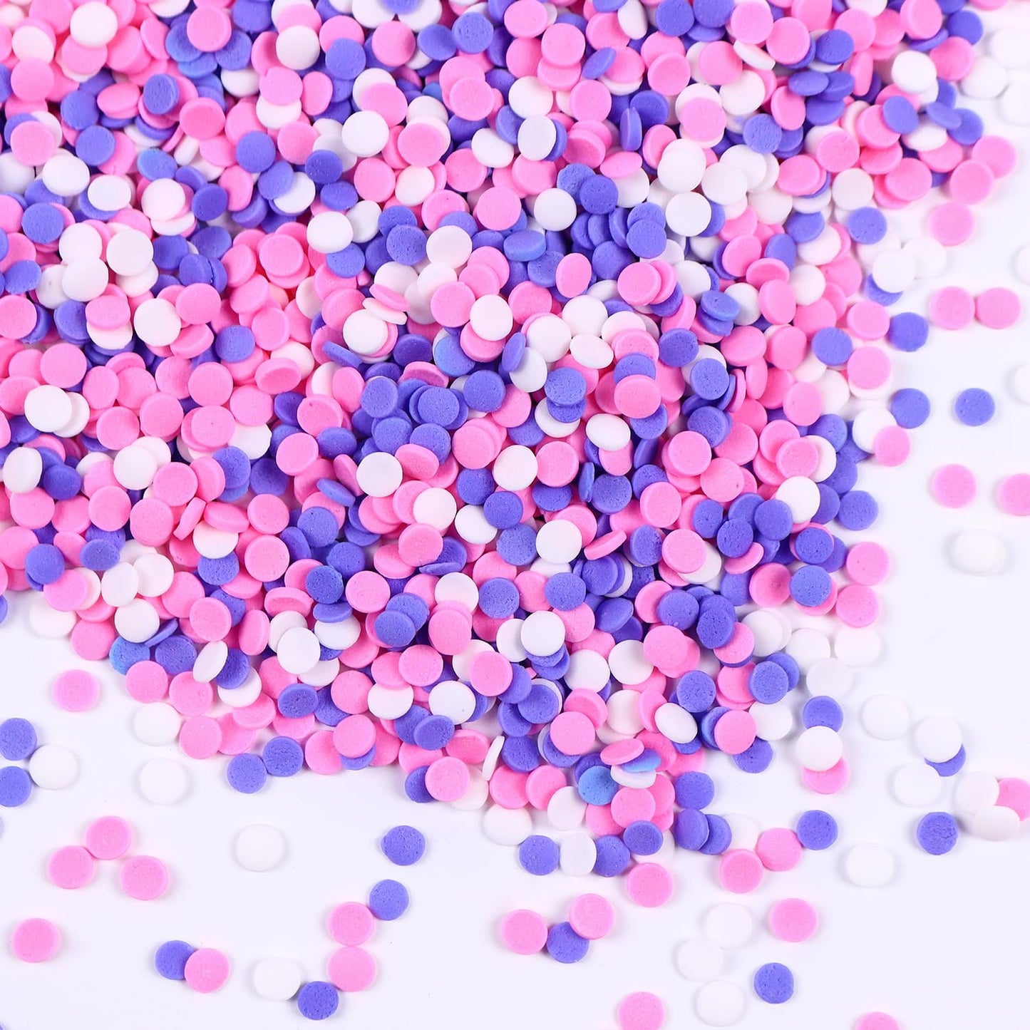 Edible Confetti Sprinkles for Cake Decorating, Round Sprinkles, Purple, Pink and White Sprinkles for Baking, Cupcakes, Macarons, Ice Cream Topping, Waffles, and Cookies（120g/4.23oz）