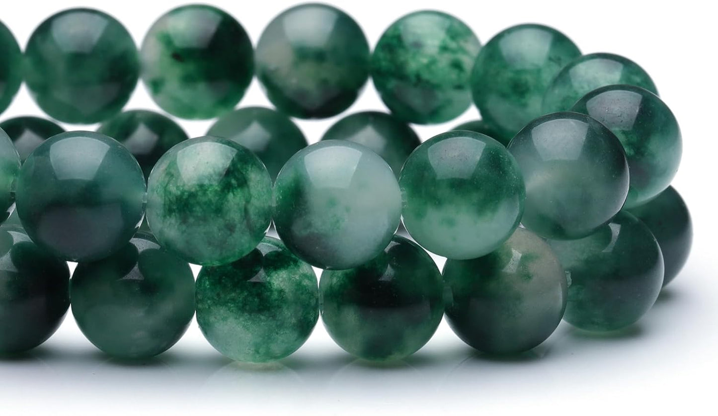6mm Natural Stone Beads for Jewelry Making,Flower Jade Polished Smooth Round Gemstone Beads for Bracelet Necklace 15 Inch