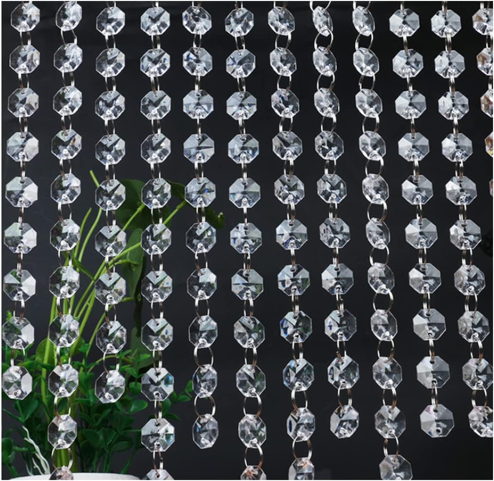WAZHRMGHG 198 FT Acrylic Crystal Garland Strands Hanging Ornaments Chandelier Gem Bead Chain Octagon String for Christmas Tree Manzanita Wedding Centerpiece Party (198FT(60M))